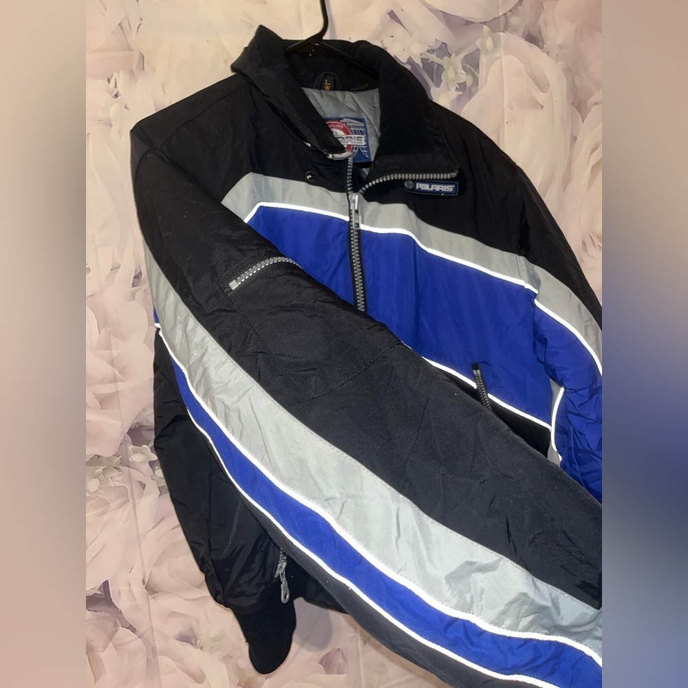 Vintage Polaris Snowmobile /Ski Racing Jacket - Women's Large Blue Black  90s​ - Picture 3 of 8